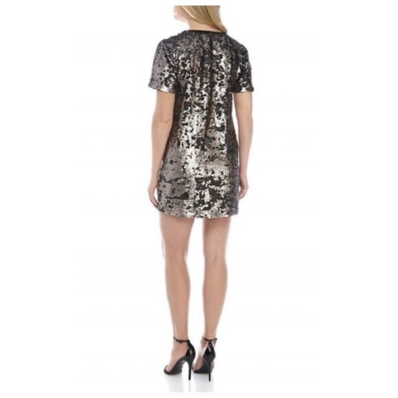 !! 1. State Sequined V-Neck Short Sleeve Shift Party Dress sz M - Picture 2 of 7